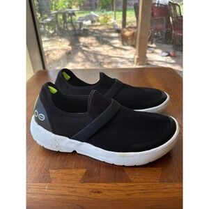 OOFOS OOmg Low Mesh Recovery Shoes Black White Slip On Sneakers Women 10
